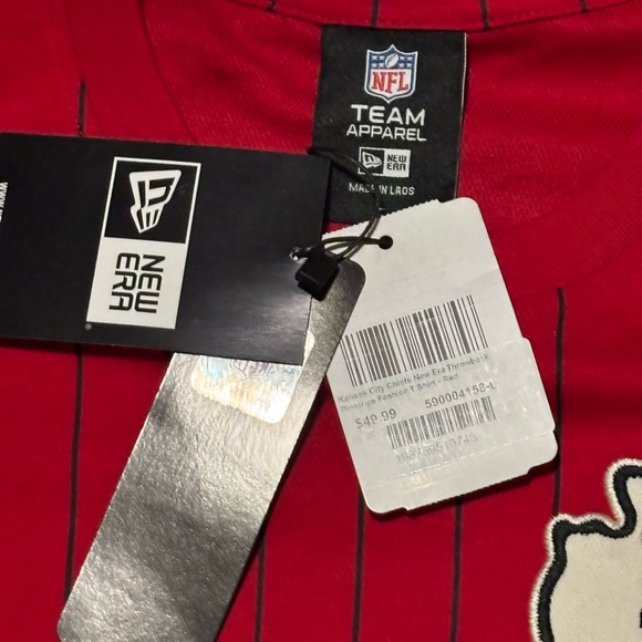 KC Chiefs New Era pinstripe embroidered T-shirt. NWT size Large - Picture 6 of 6